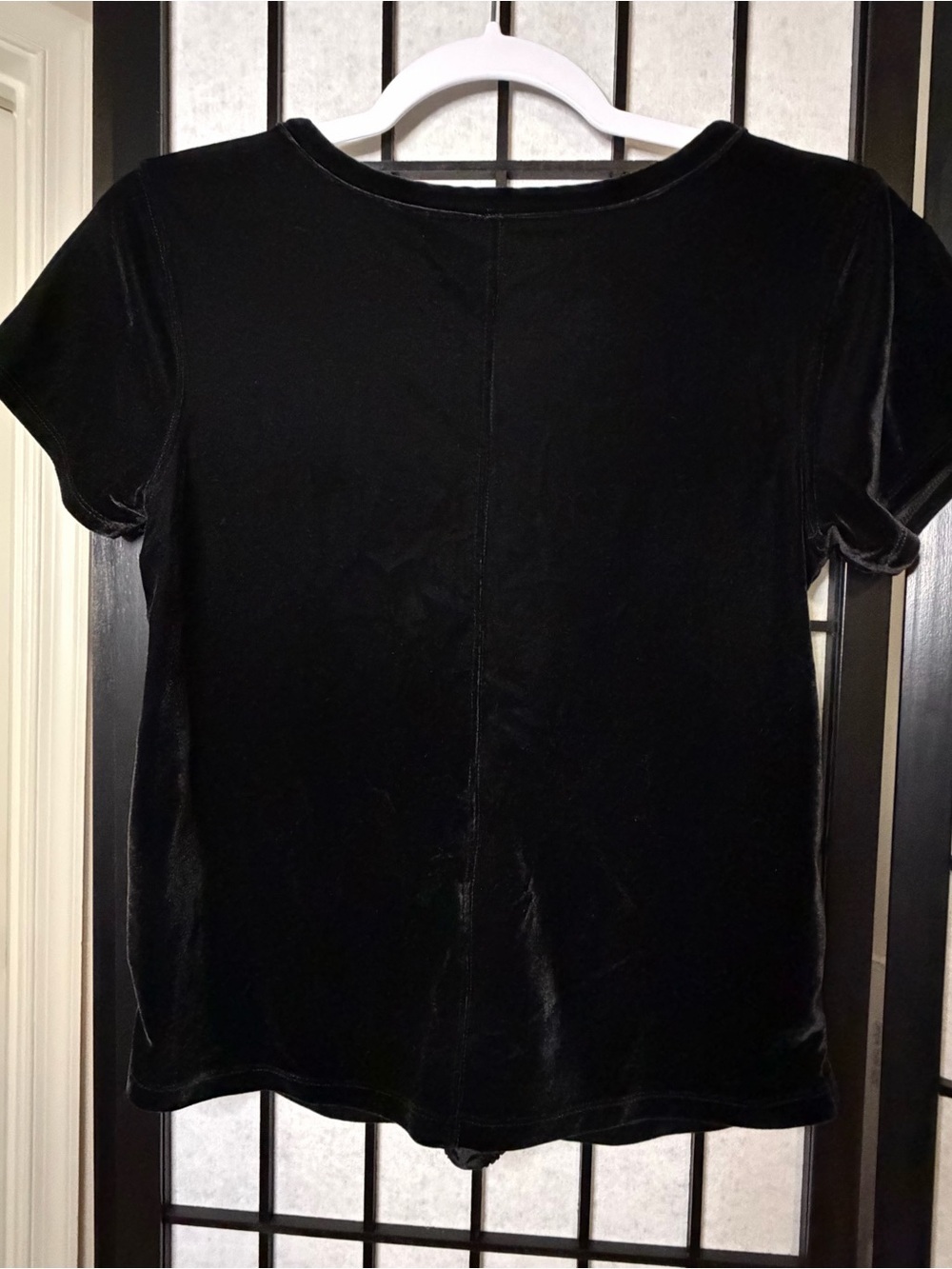 Free People Dorothy Black Velvet Short Sleeve Tee with Pattern Medium - Picture 3 of 5